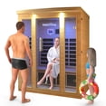 thumbnail image 1 of TMG Industrial TMG LIVING 3 Person Indoor FAR Infrared Sauna Room, Natural Canadian Hemlock, Bluetooth Speakers, Tempered Glass Door, 1 of 6