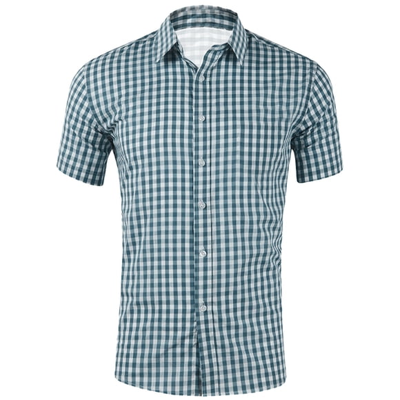 Ketyyh-chn99 Mens T Shirt 2024 Casual Shirt Summer Button Down Shirt Slim Fit Solid Color Blouse Cotton Dress Shirts for Men AG,XL