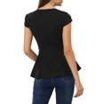 thumbnail image 3 of INSPIRE CHIC Women's Peplum Tops Cap Sleeve Round Neck Solid Color Blouses L Black, 3 of 6