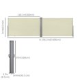 thumbnail image 3 of Outsunny Double Retractable Side Awning 236" x 63" Patio Screen Cream White, 3 of 10