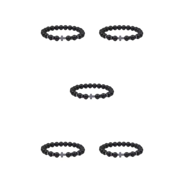 Baohd Fashionable And Comfortable Beaded Bracelets. Easy Matching For Any Style Beaded Cross Bracelets Stone Beads Bracelets Frosted 5Set
