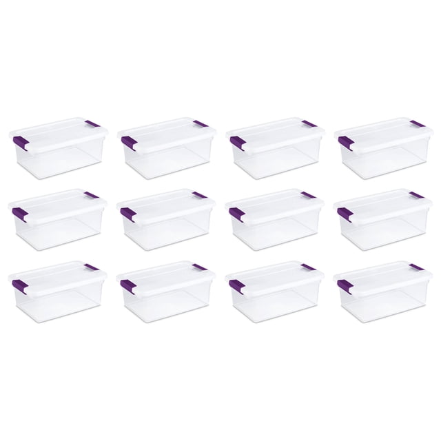 Sterilite 15 Qt ClearView Latch Box, Stackable Organizer Bins with Latching Lids, 12 Pack