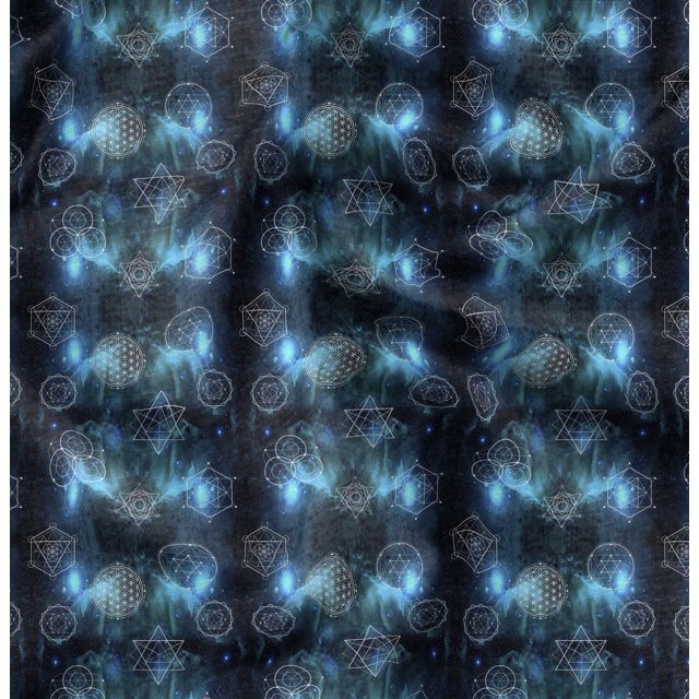 Soimoi Blue Velvet Fabric Scared Geometric Galaxy Print Fabric by the Yard 60 Inch Wide
