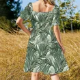thumbnail image 4 of Robe Sans Manches Feuilles de Palmier Robe style Coréen Robes d'Été Femmes Élégantes Luxe Robes d'Été Femmes 2024, 4 of 5