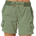 thumbnail image 1 of hotojiny Shorts Cargo pour Femmes Taille Haute à Cordon Grande Taille Shorts de Randonnée Décontractés Jambe Droite Ourlés Bermuda de Randonnée, 1 of 7