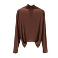thumbnail image 1 of Yuyuzo Women's Long Sleeve Shirts Turtleneck Basic Solid Color Slim Fitted Base Layer Undershirts, 1 of 3