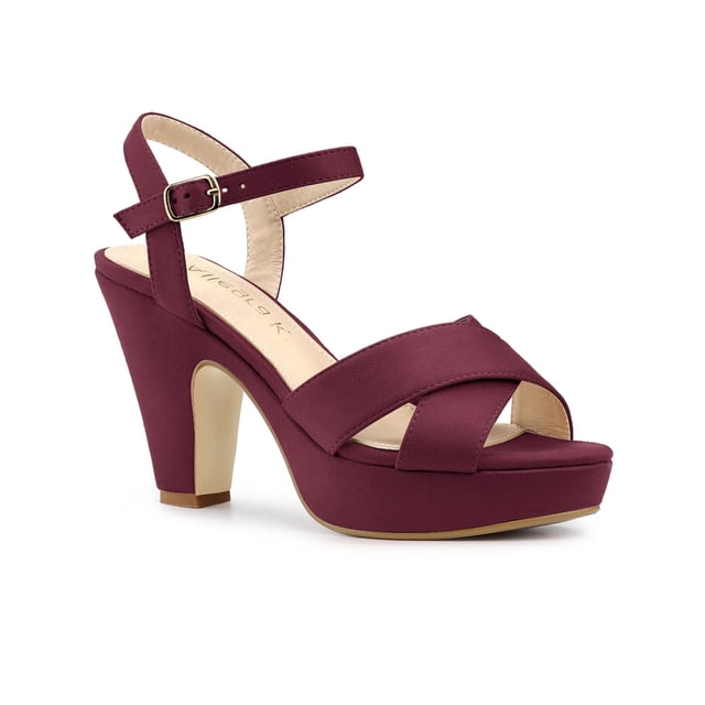 BLISSFUL STEP Women's Strap Platform Chunky Heel Slingback Sandals