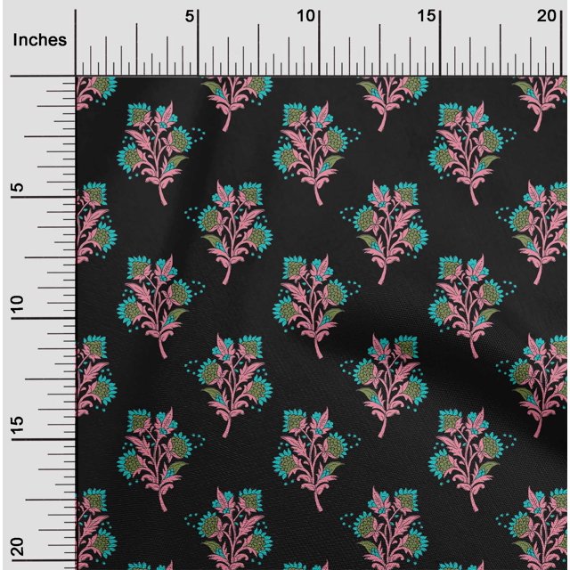 oneOone Polyester Lycra Fabric Leaves & Floral Block Decor Fabric Printed BTY 56 Inch Wide