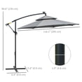 thumbnail image 3 of Outsunny 10FT Solar Powered Patio Umbrella with Crank and Base, Light Grey, 3 of 10