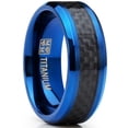 thumbnail image 1 of Men's Titanium Wedding Band, Engagement Ring, Blue Ion Plating and Black Cardon Fiber Inlay 8, 1 of 3