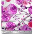 thumbnail image 1 of Soimoi Purple Poly Georgette Fabric Watercolor Floral Print Sewing Fabric BTY 42 Inch Wide, 1 of 3