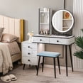 thumbnail image 2 of Costway Vanity Makeup Table Set 3-Color Dimmable Human Body Induction LED Light White, 2 of 10