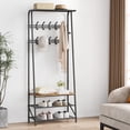 thumbnail image 2 of Kojooin Wooden Coat Rack with Shoe Bench, Sturdy Shoe Rack Organizer for Hallway, Mudroom, Bedroom, 2 of 8