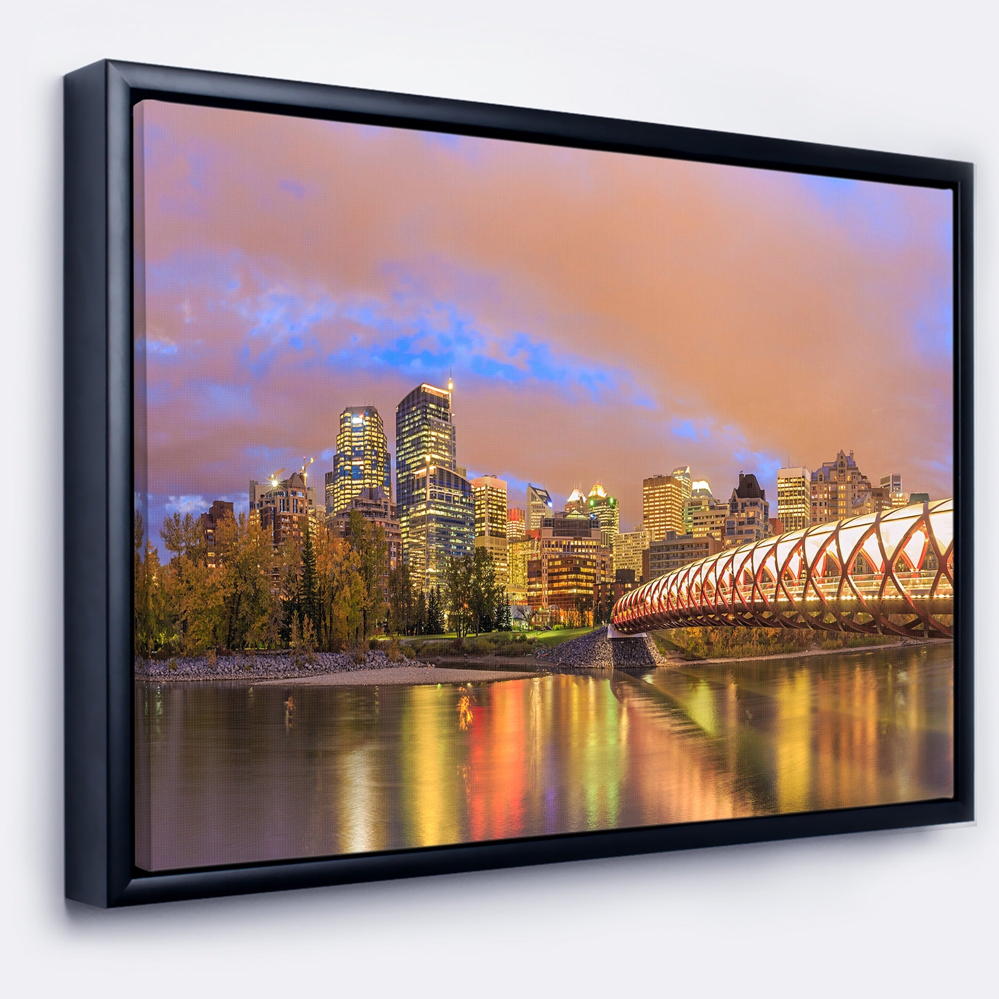 Design Art Calgary Dans La Nuit Sur Toile Encadrée