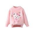 thumbnail image 1 of Chandail pour Bébé Fille Col Rond Manches Longues Imprimé Cœur Tricot Automne Hiver Chandail en Molleton Rose, 1 of 9