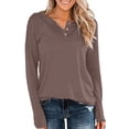 thumbnail image 1 of hotojiny Plus Size Tops for Women Casual Long Sleeve Button Henley Shirts 2025 Spring Soft Loose Solid Color Tunics Tee, 1 of 4