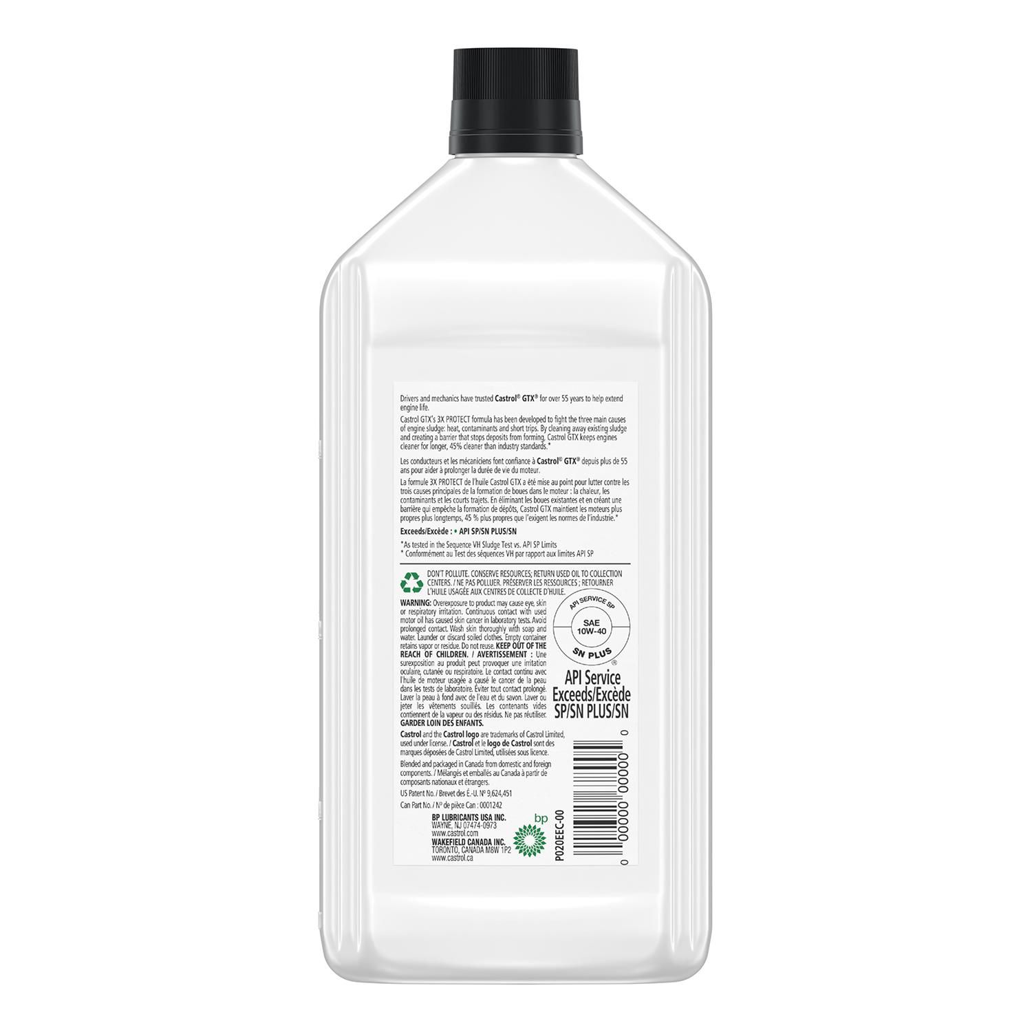 Huile à moteurs 10W-40 GTX de Castrol 1 l