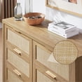 thumbnail image 3 of OAKHAM Commode 6 Tiroirs, Grand Commode en Rotin pour Chambre à Coucher Salon, Chêne Vieilli, 3 of 10