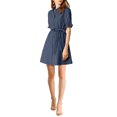 thumbnail image 1 of INSPIRE CHIC Women's Casual Short Sleeve Solid Color Button Down Shirt Dress, 1 of 6