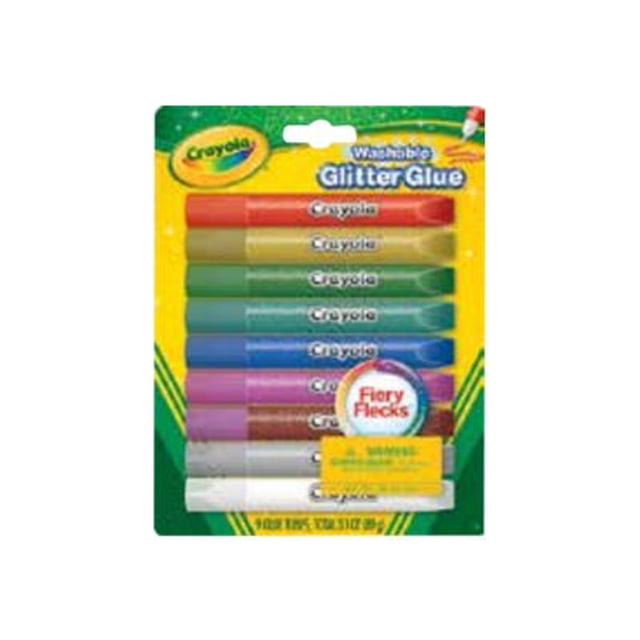 Crayola Fiery Flecks Colle Pailletée, Lot de 9