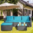 thumbnail image 4 of Costway 4PCS Patio Rattan Furniture Set Loveseat Chair Cushioned Steel Frame Garden Yard, 4 of 9