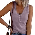 thumbnail image 2 of Timegard Tank Tops for Women Ribbed Deep V-Neck Button Slim Casual Sleeveless Shirts Basic Cami Top, 2 of 5