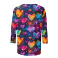 thumbnail image 5 of Penkiiy Chemises de la Saint-Valentin pour Femmes, Graphique Cœur, Col Rond, Hauts Décontractés, Blouses Amples à Manches 3/4, Grande Taille, Tunique 2025 2TG Multicolore, 5 of 5