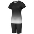 thumbnail image 3 of Innerwin Sweatsuits Solid Color Women Jogger Set Running Short Sleeve Loose Two Piece Outfit Black L, 3 of 5