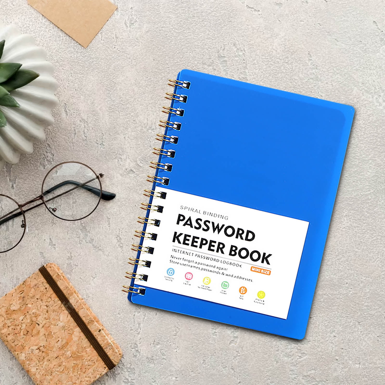 A6 Mini Password Book – Spiral Bound Pocket Notebook with Alphabetical Tabs (4.25x5.7in, Durable PP Cover)