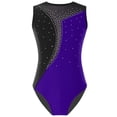 thumbnail image 1 of Choomomo Kid Girls Shiny Rhinestone Athletic Dance Gymnastics Leotards One Piece Ballet Dance Bodysuit Purple 12, 1 of 5