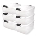 thumbnail image 1 of HOMZ Bac de Rangement Empilable en Plastique Transparent de 64 Pintes avec Couvercle, Lot de 6, Transparent, 1 of 10