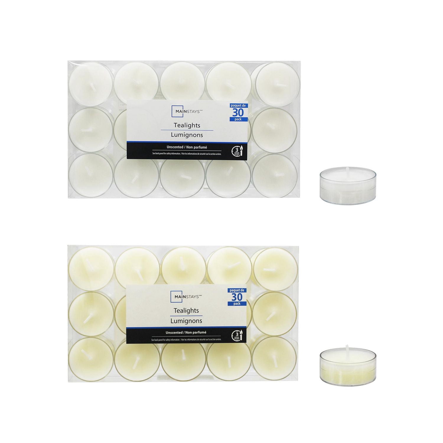 Mainstays 30PK Lumignons blanc, non parfumé