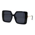 thumbnail image 1 of Floral Rhinestone Jewel Pin Hinge Metal Arms Square Luxury Diva Sunglasses All Black, 1 of 4