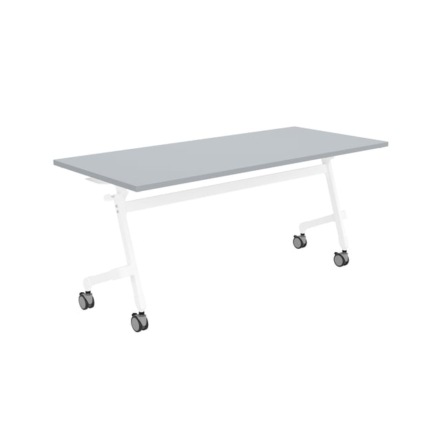 Flip-Top Table 63" W x 31 1/2" D - Snow White frame - Soft Gray top