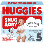 Huggies Snug & Dry Baby Diapers, Size 5 (27+ lbs), 84 Count