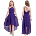thumbnail image 3 of Oyolan Robe de Demoiselle d'Honneur Junior pour Fille, Perles, une Épaule, Ligne A, Mariage, Concours, Fête, Robe de Bal, Violet, 8, 3 of 7