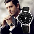 thumbnail image 1 of Classic Roman Numeral Dial Men's Wristwatch with Calendar Function and Belt Strap for Gifting, 1 of 5