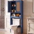 thumbnail image 1 of OMCPET 67 Inch Freestanding Bathroom Vanity With Hand Woven Rattan Doors and Hidden Storage Made of Solid High Density Fiberboard Featuring a Space Saving Design Blue, 1 of 9