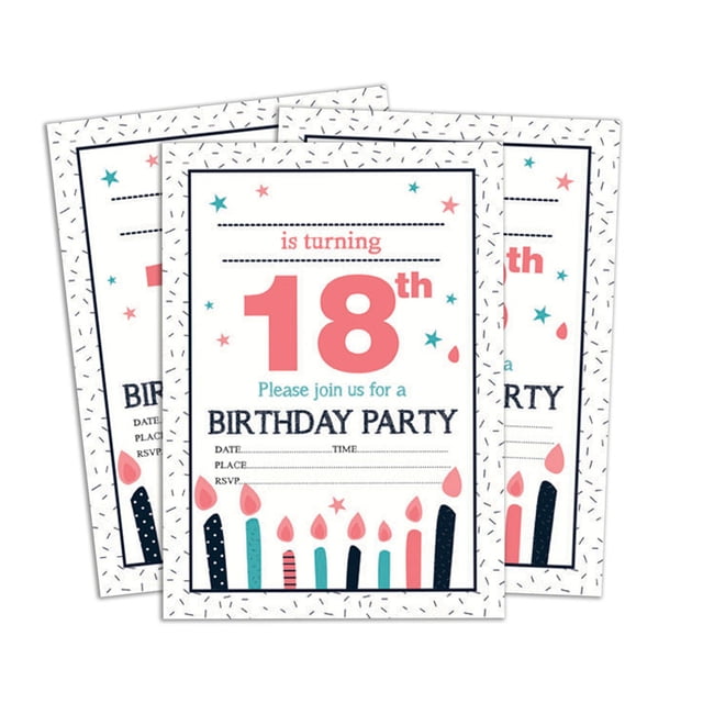 Darling Souvenir White Birthday Invitation Card 28 Pcs Fill or Write In Blank Invites Printable Party Supplies 5 x 7 Inches