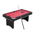 thumbnail image 1 of KFFKFF Pool Table, 6 ft Portable Billiards Tables, Adjustable Feet Stable Game Table, Entertainment Set Includes Ball, Cue, Rack, Black with Red Cloth, 1 of 9