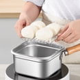 thumbnail image 5 of Stainless Steel Fryer Portable Deep Fryer Pot Outdoor and Indoor Cooking, Multifunctional Square Fryer with Frying Basket, Heat Resistant Wooden Handle, Compatible with Gas and Induction Cooktops, 5 of 5