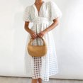 thumbnail image 4 of Ketyyh-chn99 Robes pour Femmes Grande Taille Robe Maxi Décontractée Robes T-shirt à Manches Longues Robe Bohème de Plage Blanc,TG, 4 of 5
