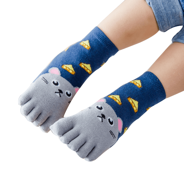 Fortune 1 Pair Kids Five Finger Toe Socks Ankle Socks Baby Cartoon Animal Socks