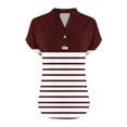 thumbnail image 4 of fatyb Womens Printed V Neck Tops Short Sleeve Button V Neck Tshirts Lightweight Summer Beach Blouses, 4 of 5