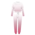 thumbnail image 4 of Mrat Two Piece Swimsuit for Women 2 Piece Jogging Sets Gradient Color Polyester Long Sleeve Sweatsuits Sets Two Piece Track Suits Drawstring High Waist Pants Set Comfy Outfits T-Pink S, 4 of 5