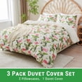 thumbnail image 2 of Gogreen King Duvet Cover Floral, Soft & Breathable Microfiber 3 Pieces King Bedding Sets, Pattern King Comfy Duvet Cover, with Zipper Closure (Flamingo, King), 2 of 8