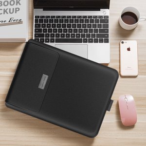 Riwcyla UltrJND-thin waterproof notebook liner bag macbook 13-inch bracket folding pu universal laptop bag black 13 inch-14 inch universal