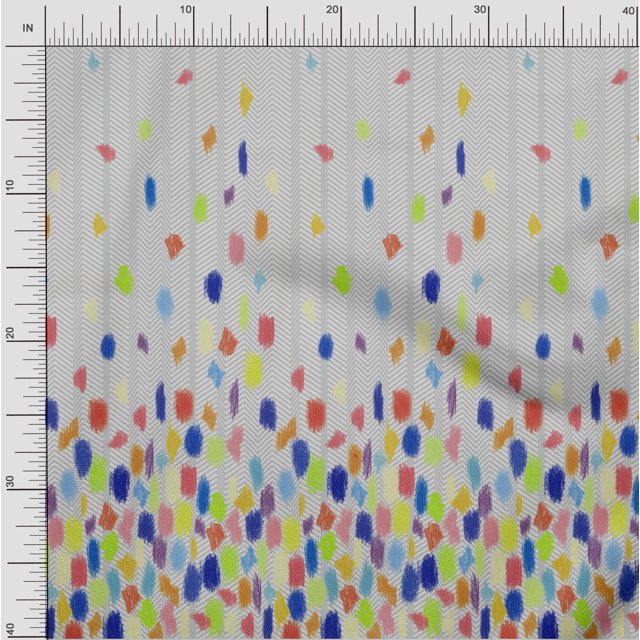 oneOone Cotton Cambric Fabric Chevron & Brush Stroke Panel Print Sewing Fabric BTY 56 Inch Wide