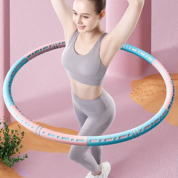 Cerceau en Acier Lesté Ajustable pour Adultes - Conception Détachable avec Rembourrage de Massage Rempli de Coton, Idéal pour la Mise en Forme à la Maison, l'Entraînement de Force, l'Aérobic et le Soulagement Musculaire (Bleu-Rose)