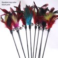 thumbnail image 2 of Langgg Pet Teaser Plastic Long Handle Teasing Rod Stick Feather Bell Interactive Pet Toy, Black, 2 of 7